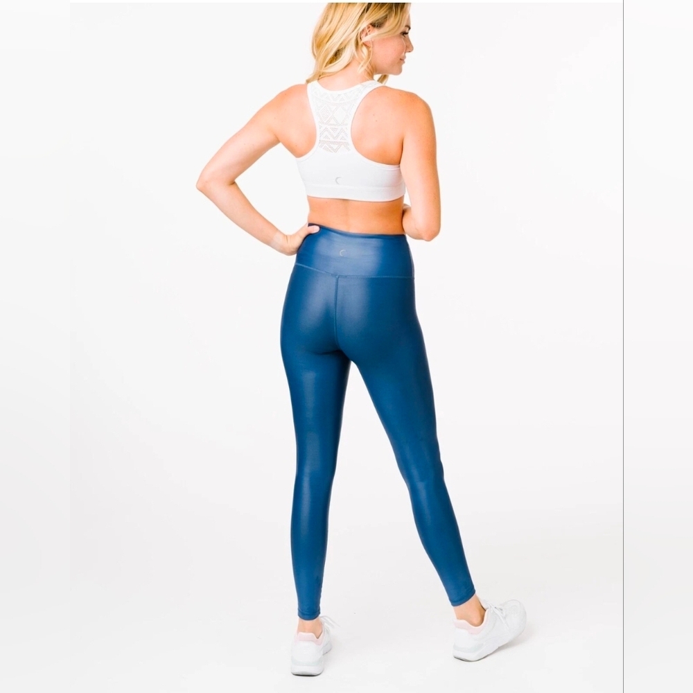 RARE Zyia Blue Metallic Light n Tight Hi-Rise Leggings 7/8 24” Size 6-8 - Picture 8 of 8